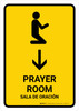 Prayer Room With Down Arrow Yellow Bilingual Spanish Portrait - Wall Sign Prayer Room With Down Arrow Yellow Bilingual Spanish Portrait - Wall Sign