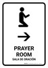 Prayer Room With Right Arrow White Bilingual Spanish Portrait - Wall Sign Prayer Room With Right Arrow White Bilingual Spanish Portrait - Wall Sign