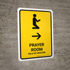 Prayer Room With Right Arrow Yellow Bilingual Portrait - Wall Sign