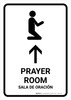 Prayer Room With Up Arrow White Bilingual Spanish Portrait - Wall Sign