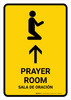 Prayer Room With Up Arrow Yellow Bilingual Spanish Portrait - Wall Sign