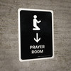 Prayer Room With Down Arrow Black Portrait - Wall Sign
