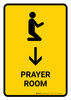Prayer Room With Down Arrow Yellow Portrait - Wall Sign