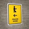 Prayer Room With Left Arrow Yellow Portrait - Wall Sign