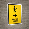 Prayer Room With Right Arrow Yellow Portrait - Wall Sign