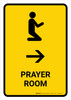 Prayer Room With Right Arrow Yellow Portrait - Wall Sign