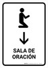 Prayer Room With Down Arrow White Spanish Portrait - Wall Sign