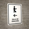 Prayer Room With Left Arrow White Spanish Portrait - Wall Sign Prayer Room With Left Arrow White Spanish Portrait - Wall Sign