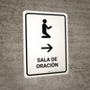 Prayer Room With Right Arrow White Spanish Portrait - Wall Sign