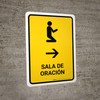 Prayer Room With Right Arrow Yellow Spanish Portrait - Wall Sign