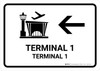 Terminal 1 With Left Arrow White Bilingual Spanish Landscape - Wall Sign
