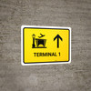 Terminal 1 With Up Arrow Yellow Landscape - Wall Sign