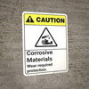 Caution: Corrosive Materials ANSI Vertical - Wall Sign