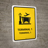 Terminal 1 Yellow Bilingual Spanish Portrait - Wall Sign