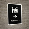 Terminal 1 With Right Arrow Black Spanish Portrait - Wall Sign Terminal 1 With Right Arrow Black Spanish Portrait - Wall Sign