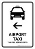 Airport Taxi With Left Arrow White Bilingual Spanish Portrait - Wall Sign