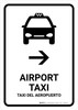 Airport Taxi With Right Arrow White Bilingual Spanish Portrait - Wall Sign