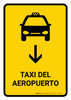 Airport Taxi With Down Arrow Yellow Spanish Portrait - Wall Sign Airport Taxi With Down Arrow Yellow Spanish Portrait - Wall Sign
