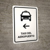 Airport Taxi With Left Arrow White Spanish Portrait - Wall Sign