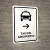 Airport Taxi With Right Arrow White Spanish Portrait - Wall Sign