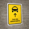 Airport Taxi With Up Arrow Yellow Spanish Portrait - Wall Sign