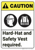 Caution: Hard Hat Safety Vest Required ANSI - Wall Sign