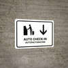 Auto Check In With Down Arrow White Bilingual Landscape - Wall Sign