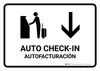 Auto Check In With Down Arrow White Bilingual Landscape - Wall Sign
