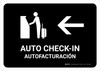 Auto Check In With Left Arrow Black Bilingual Spanish Landscape - Wall Sign