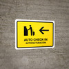 Auto Check In With Left Arrow Yellow Bilingual Spanish Landscape - Wall Sign Auto Check In With Left Arrow Yellow Bilingual Spanish Landscape - Wall Sign