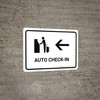 Auto Check In With Left Arrow White Landscape - Wall Sign