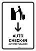 Auto Check In With Down Arrow White Bilingual Spanish Portrait - Wall Sign