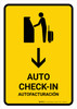 Auto Check In With Down Arrow Yellow Bilingual Spanish Portrait - Wall Sign