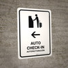 Auto Check In With Left Arrow White Bilingual Spanish Portrait - Wall Sign