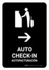 Auto Check In With Right Arrow Black Bilingual Spanish Portrait - Wall Sign Auto Check In With Right Arrow Black Bilingual Spanish Portrait - Wall Sign
