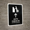 Auto Check In With Up Arrow Black Bilingual Portrait - Wall Sign