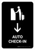 Auto Check In With Down Arrow Black Portrait - Wall Sign