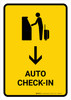 Auto Check In With Down Arrow Yellow Portrait - Wall Sign Auto Check In With Down Arrow Yellow Portrait - Wall Sign