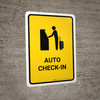 Auto Check In Yellow Portrait - Wall Sign