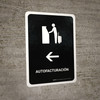 Auto Check In With Left Arrow Black Spanish Portrait - Wall Sign