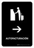 Auto Check In With Right Arrow Black Spanish Portrait - Wall Sign