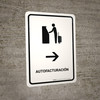 Auto Check In With Right Arrow White Spanish Portrait - Wall Sign Auto Check In With Right Arrow White Spanish Portrait - Wall Sign