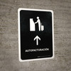 Auto Check In With Up Arrow Black Spanish Portrait - Wall Sign
