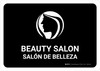 Beauty Salon Black Bilingual Spanish Landscape - Wall Sign