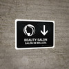 Beauty Salon With Down Arrow Black Bilingual Spanish Landscape - Wall Sign Beauty Salon With Down Arrow Black Bilingual Spanish Landscape - Wall Sign