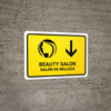 Beauty Salon With Down Arrow Yellow Bilingual Spanish Landscape - Wall Sign