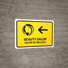 Beauty Salon With Left Arrow Yellow Bilingual Spanish Landscape - Wall Sign