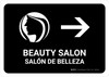 Beauty Salon With Right Arrow Black Bilingual Spanish Landscape - Wall Sign