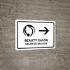 Beauty Salon With Right Arrow White Bilingual Spanish Landscape - Wall Sign