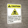 Caution: Hydrochloric Acid ANSI - Wall Sign